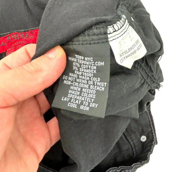 Tripp NYC Fishnet Jeans‎ Distressed Black Ripped Size 15 - Picture 12 of 13